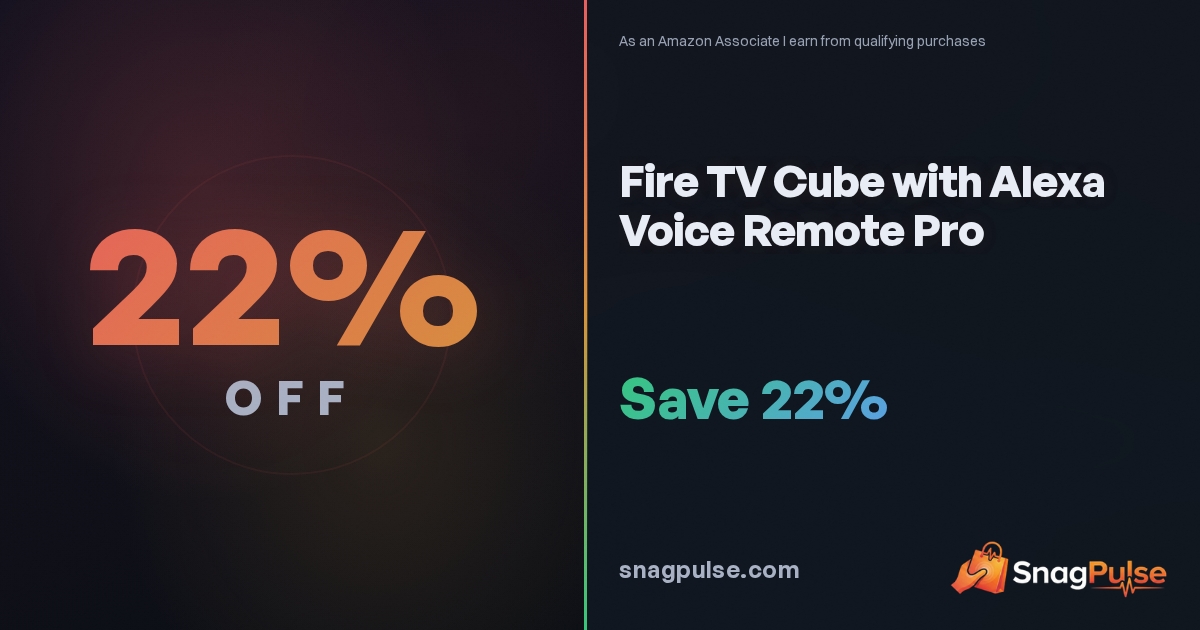 Fire TV Cube with Voice Remote Pro: 22% Off