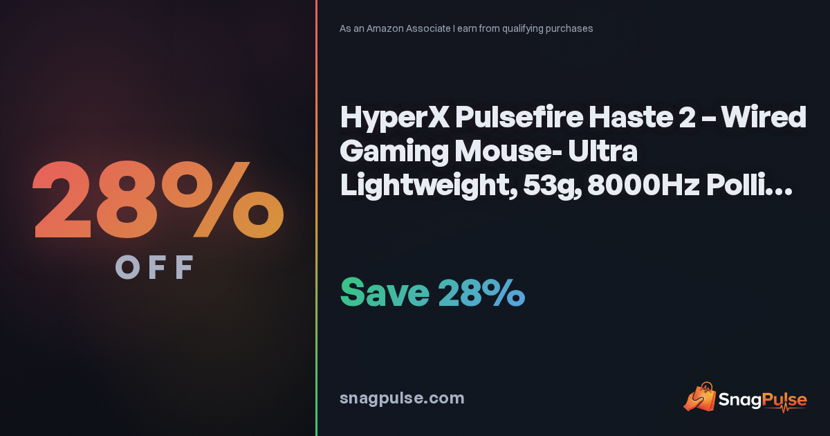 HyperX Pulsefire Haste 2 Gaming Mouse: 28% Off