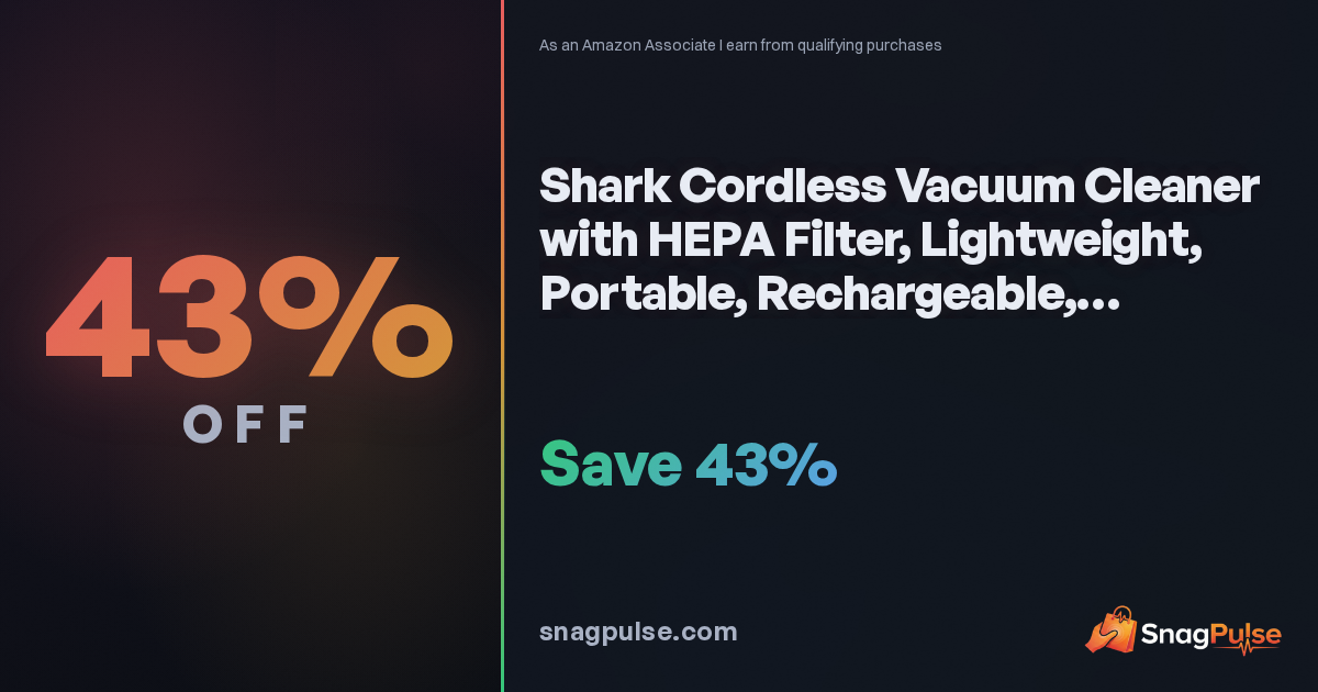Shark Cordless Vacuum with HEPA Filter: 43% Off